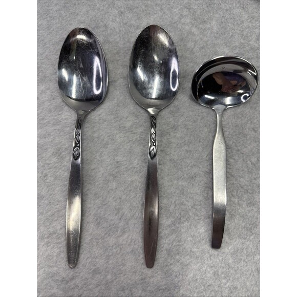 3 pc Vintage Amefa Holland Tulip Time Serving Set Stainless Flatware Retired MCM - Picture 1 of 9